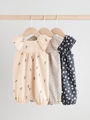 Black/White Baby Printed Rompers 3 Pack - Image 1 of 12