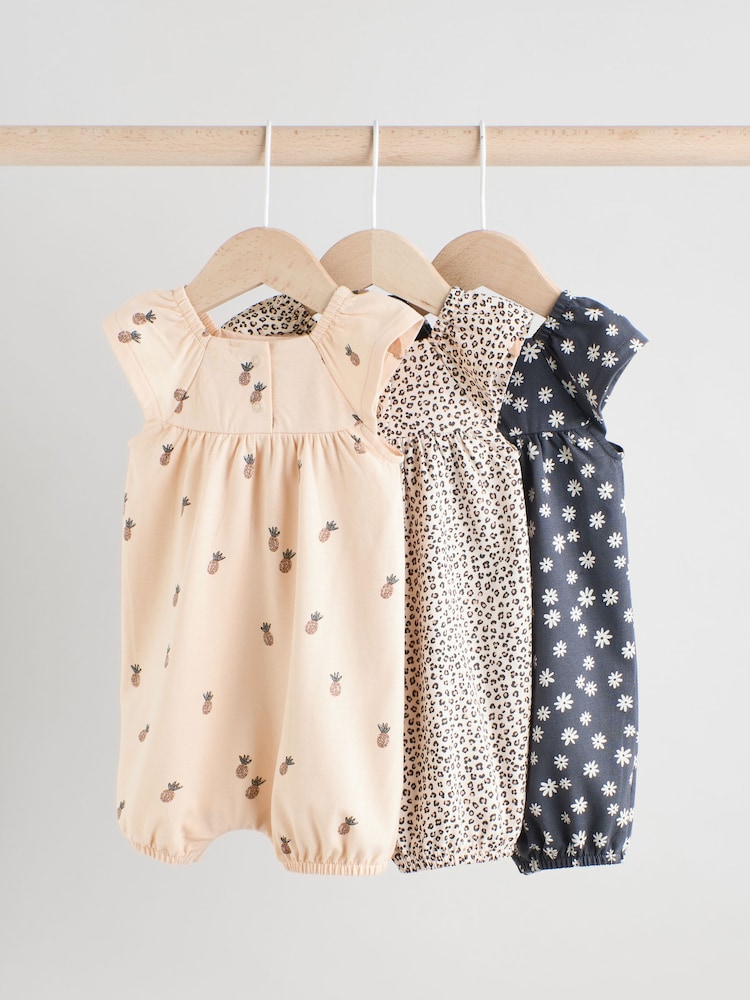 Black/White Baby Printed Rompers 3 Pack - Image 2 of 12