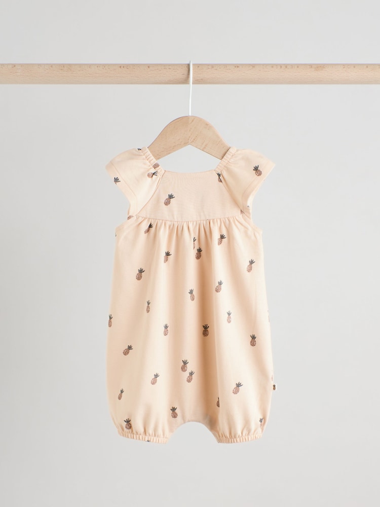 Fruit Printed Frill Sleeve 3 Pack Baby Rompers - Image 3 of 12