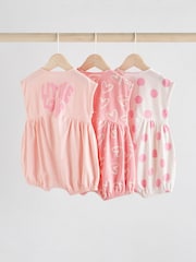 Pink and White Baby Rompers 3 Pack - Image 5 of 11