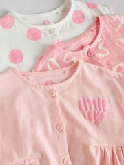 Pink and White Baby Rompers 3 Pack - Image 8 of 11