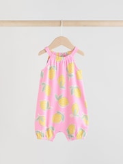 Rosa und weißer Früchteprint - Baby-Strampler mit Trägern, 3er-Pack - Bild 2 von 11