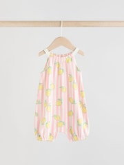 Rosa und weißer Früchteprint - Baby-Strampler mit Trägern, 3er-Pack - Bild 4 von 11