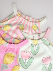 Rosa und weißer Früchteprint - Baby-Strampler mit Trägern, 3er-Pack - Bild 8 von 11