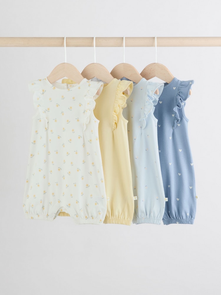 Blaues und weißes Blumenmuster - Bedruckte Baby-Strampler, 4er-Pack - Bild 1 von 11 Blaues und weißes Blumenmuster - Bedruckte Baby-Strampler, 4er-Pack - Bild 1 von 11