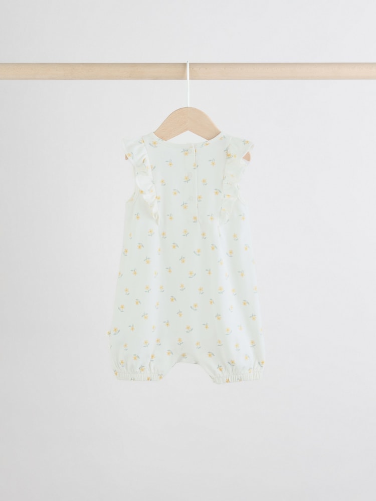 Blue and White Floral Printed Baby Rompers 4 Pack - Image 7 of 11