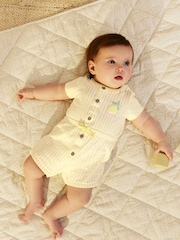 Yellow Stripe Lemon Fruit Jersey Baby Romper - Image 2 of 7