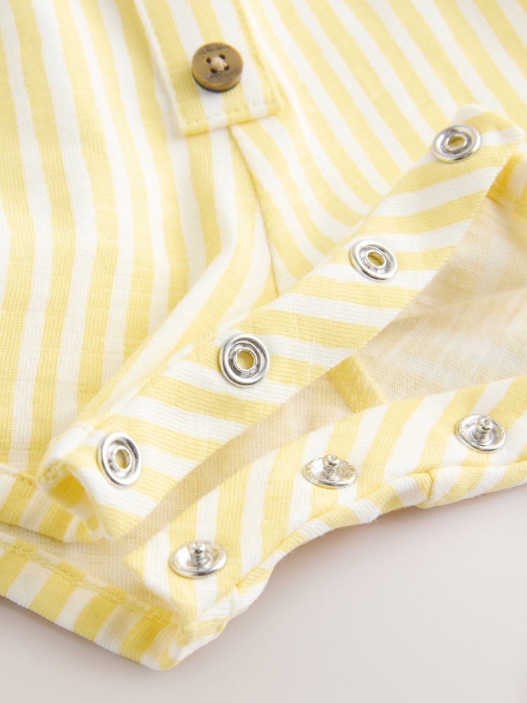 Yellow Stripe Lemon Fruit Jersey Baby Romper - Image 5 of 7