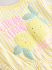 Yellow Stripe Lemon Fruit Jersey Baby Romper - Image 7 of 7