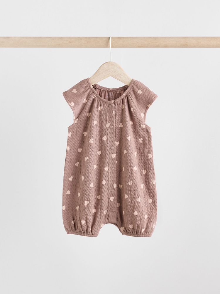 Bunny Mocha Printed Embroidered Baby 3 Pack Rompers - Image 3 of 10