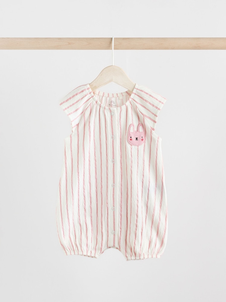 Bunny Mocha Printed Embroidered Baby 3 Pack Rompers - Image 5 of 10