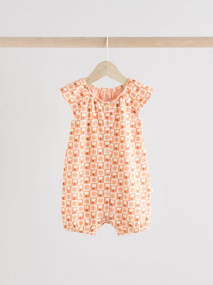 Coral Pink Embroidered Baby 3 Pack Rompers - Image 5 of 11