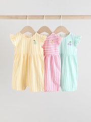 Multi Bright Stripe Baby Printed Rompers 3 Pack - Image 1 of 11