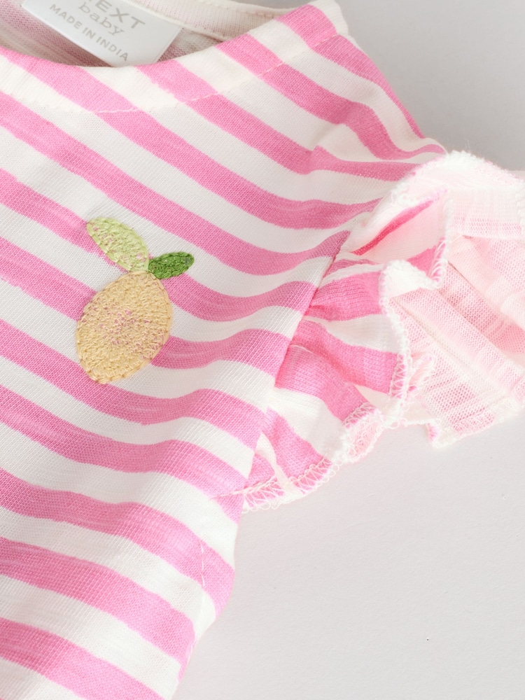 Multi Bright Stripe Baby Printed Rompers 3 Pack - Image 10 of 11