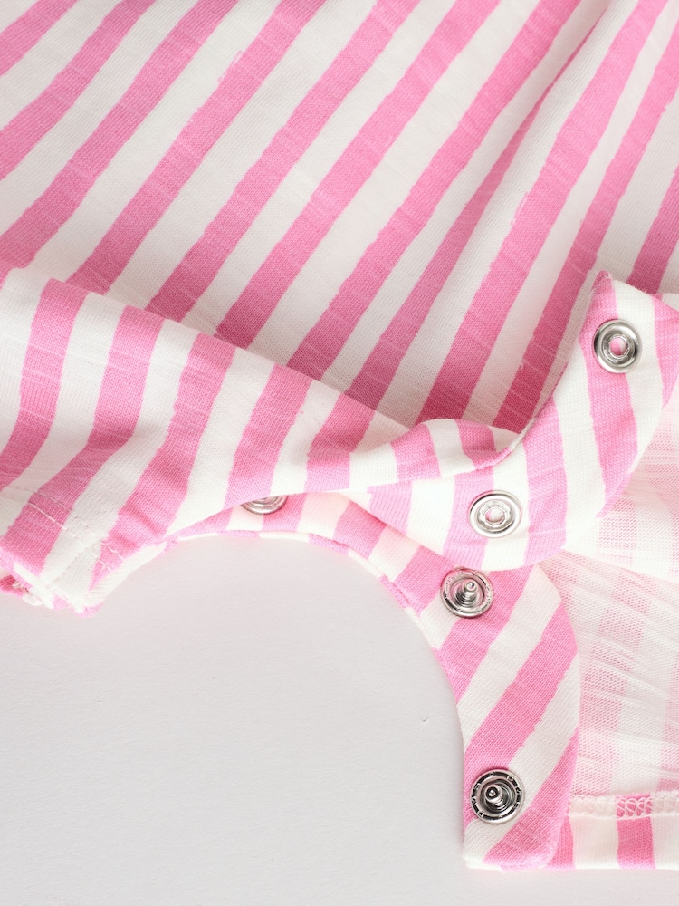 Multi Bright Stripe Baby Printed Rompers 3 Pack - Image 11 of 11