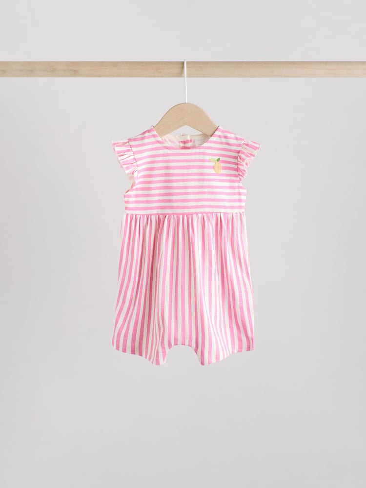 Multi Bright Stripe Baby Printed Rompers 3 Pack - Image 3 of 11
