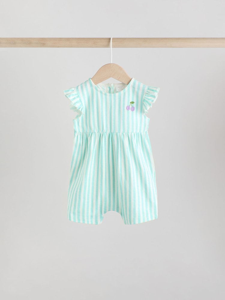 Multi Bright Stripe Baby Printed Rompers 3 Pack - Image 4 of 11