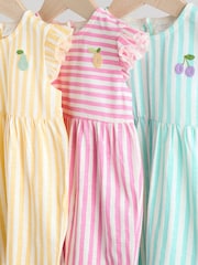 Multi Bright Stripe Baby Printed Rompers 3 Pack - Image 7 of 11