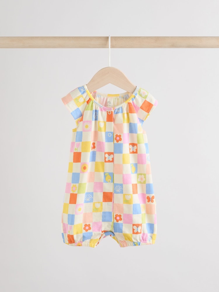 Bright Multi Colour Printed Embroidered Baby 3 Pack Rompers - Image 4 of 11