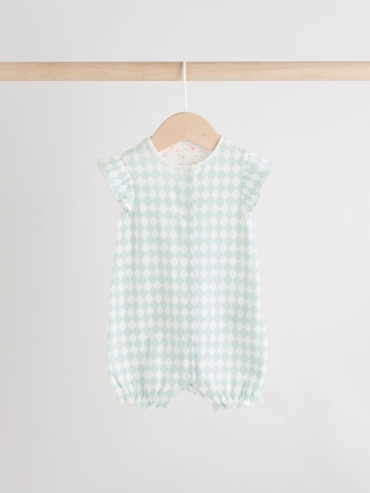 Multi Pastel Animal Print Baby 100% Cotton Rompers 3 Pack - Image 3 of 11