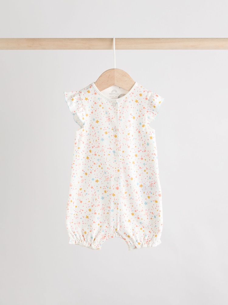 Multi Pastel Animal Print Baby 100% Cotton Rompers 3 Pack - Image 4 of 11