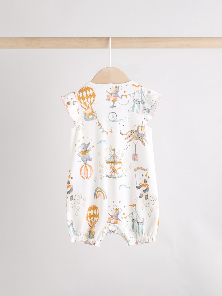 Multi Pastel Animal Print Baby 100% Cotton Rompers 3 Pack - Image 6 of 11
