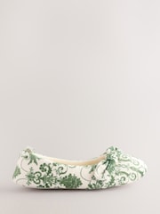 Laura Ashley Green/White Ballet Slippers - Image 2 of 7