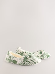 Laura Ashley Green/White Ballet Slippers - Image 3 of 7