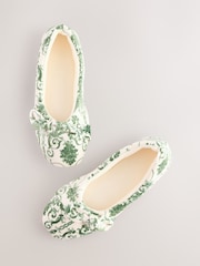 Laura Ashley Green/White Ballet Slippers - Image 4 of 7