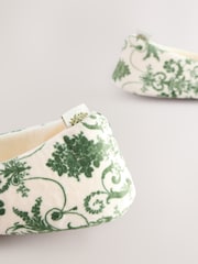 Laura Ashley Green/White Ballet Slippers - Image 6 of 7