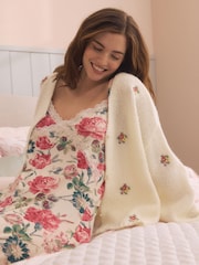 Laura Ashley Ecru Wool Blend Embroidered Floral Knit Cardigan - Image 3 of 6