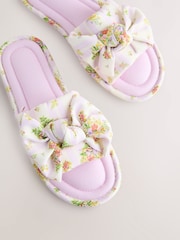 Laura Ashley Yellow Amelie Stripe Bow Mules Slippers - Image 6 of 8