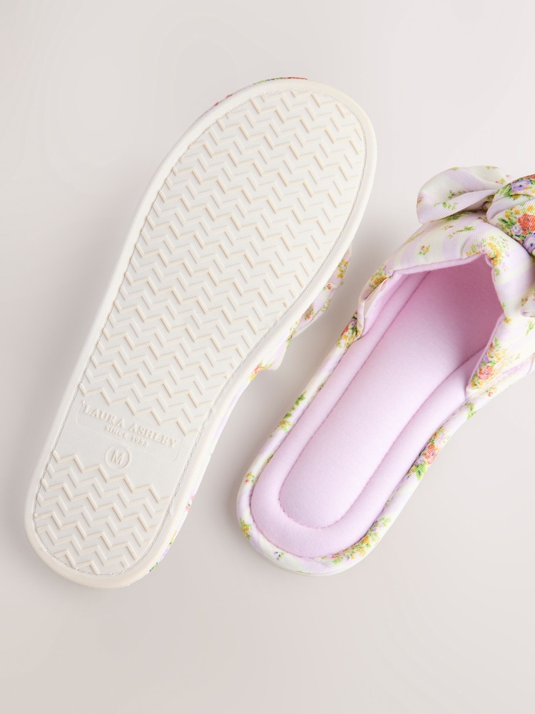 Laura Ashley Yellow Amelie Stripe Bow Mules Slippers - Image 8 of 8