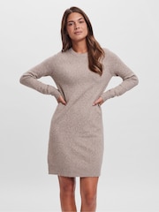 VERO MODA Natural Soft Touch Round Neck Knitted Jumper Dress - Image 1 of 5