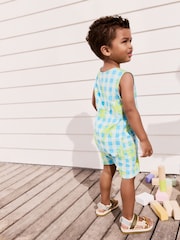 Blue/White Gingham 100% Cotton Romper (3mths-7yrs) - Image 3 of 9