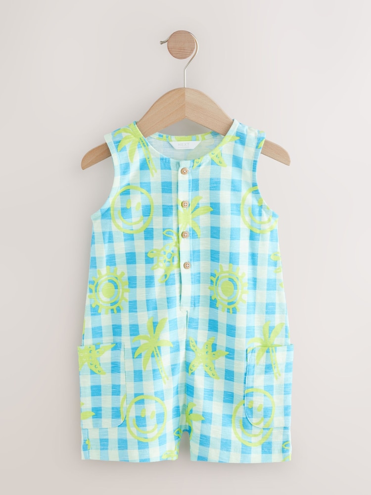 Blue/White Gingham 100% Cotton Romper (3mths-7yrs) - Image 6 of 9