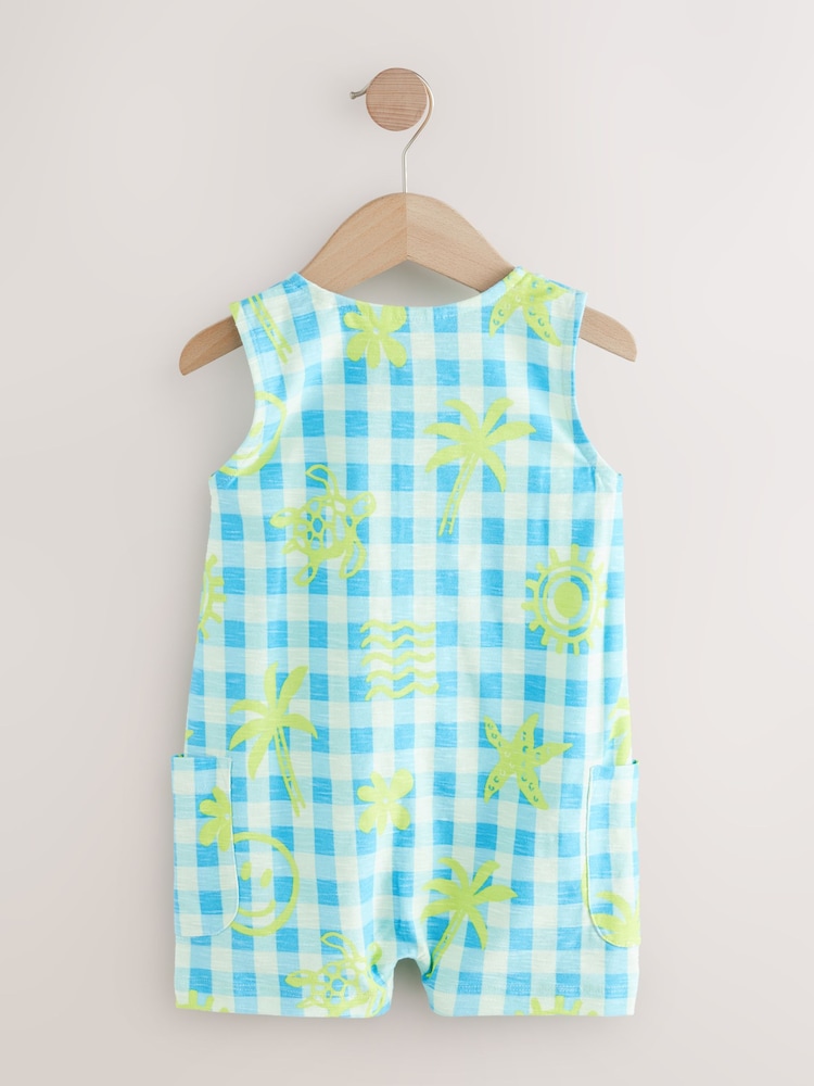 Blue/White Gingham 100% Cotton Romper (3mths-7yrs) - Image 7 of 9