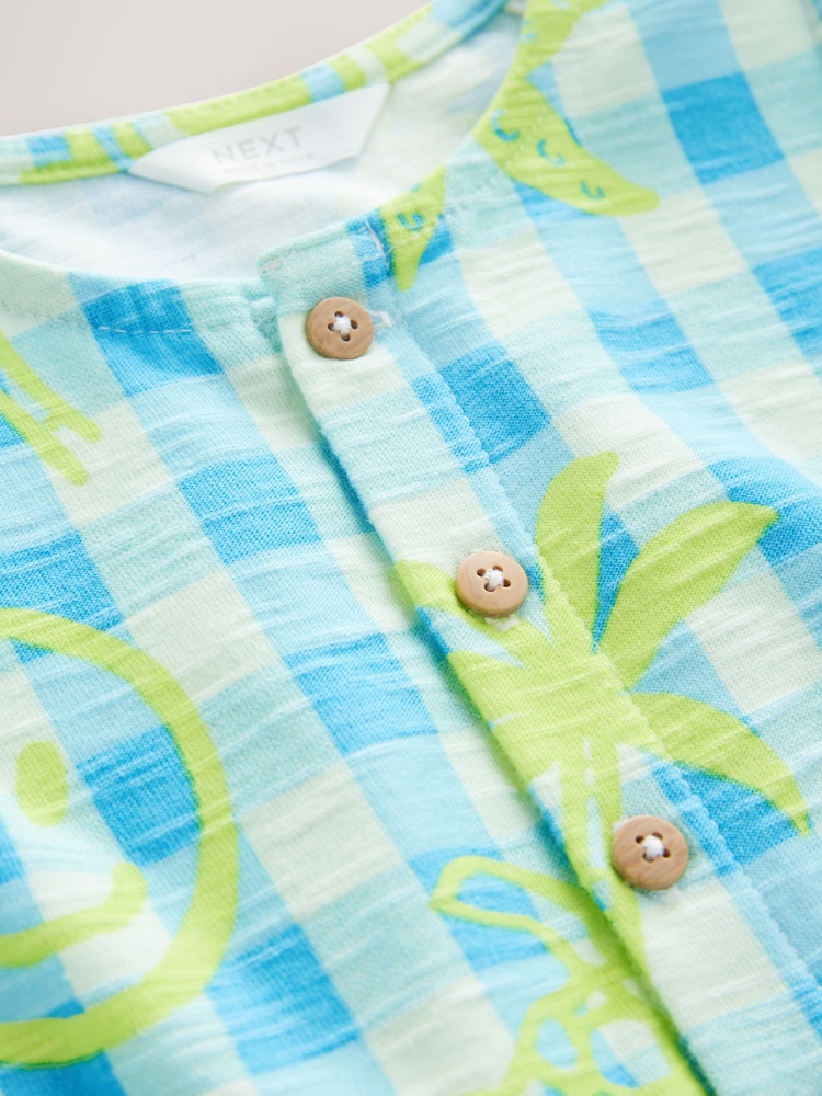 Blue/White Gingham 100% Cotton Romper (3mths-7yrs) - Image 8 of 9