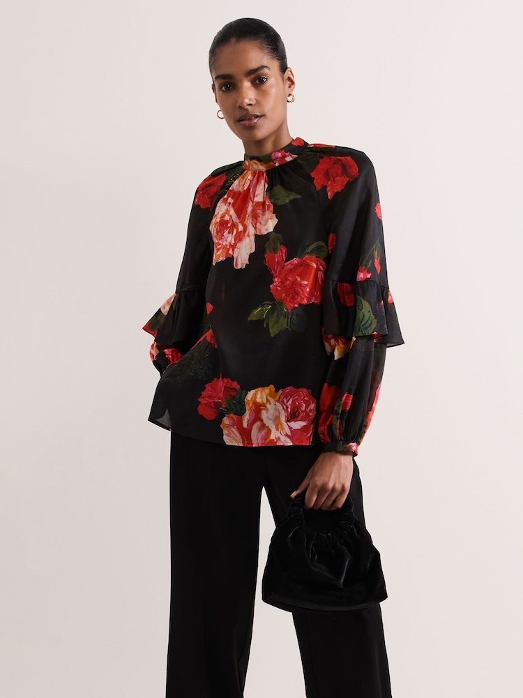 Phase Eight Red Celina Rose Print Blouse - Image 1 of 7