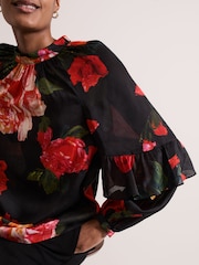Phase Eight Red Celina Rose Print Blouse - Image 5 of 7