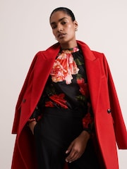 Phase Eight Red Celina Rose Print Blouse - Image 6 of 7