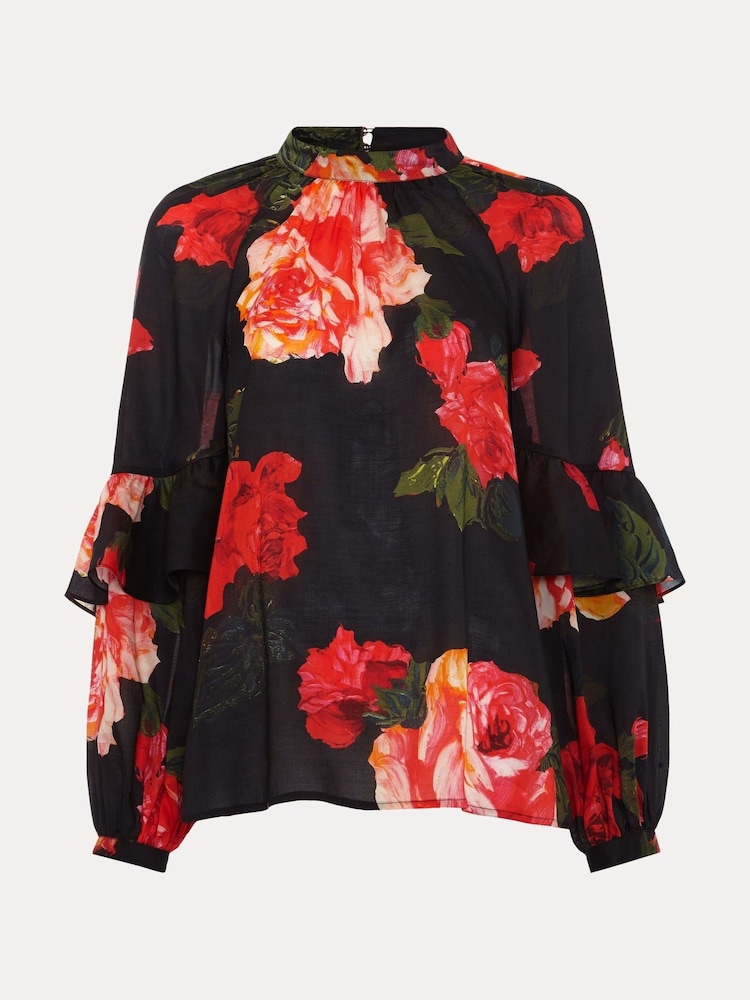 Phase Eight Red Celina Rose Print Blouse - Image 7 of 7