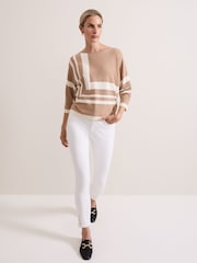 Phase Eight Natural Geri Geo Lined Knit Top - Image 3 of 7