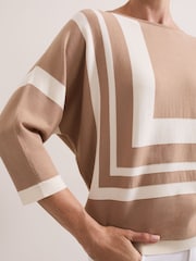 Phase Eight Natural Geri Geo Lined Knit Top - Image 6 of 7