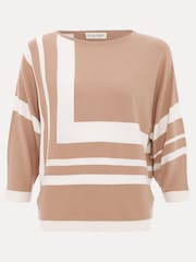 Phase Eight Natural Geri Geo Lined Knit Top - Image 7 of 7