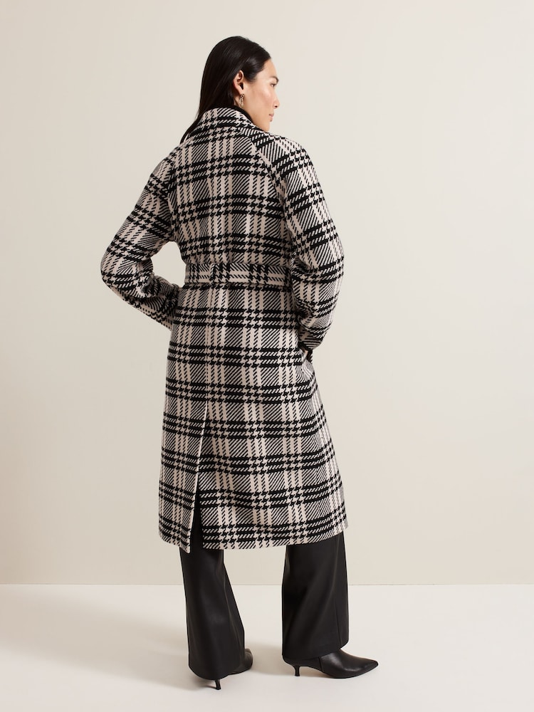 Phase Eight Black Cassie Check Wool Coat - Image 2 of 7 Phase Eight Black Cassie Check Wool Coat - Image 2 of 7