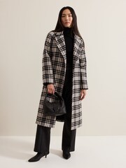 Phase Eight Black Cassie Check Wool Coat - Image 3 of 7