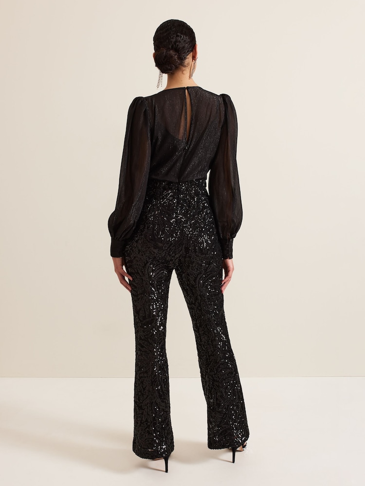Phase Eight Black Milena Black Sequin Jumpsuit - Image 2 of 7