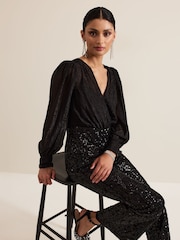 Phase Eight Black Milena Black Sequin Jumpsuit - Image 6 of 7