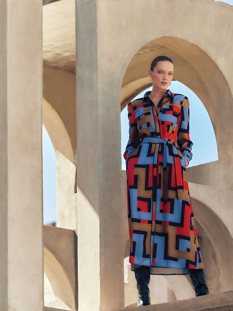 Phase Eight Black Amita Geo Shirt Dress - Image 1 of 11